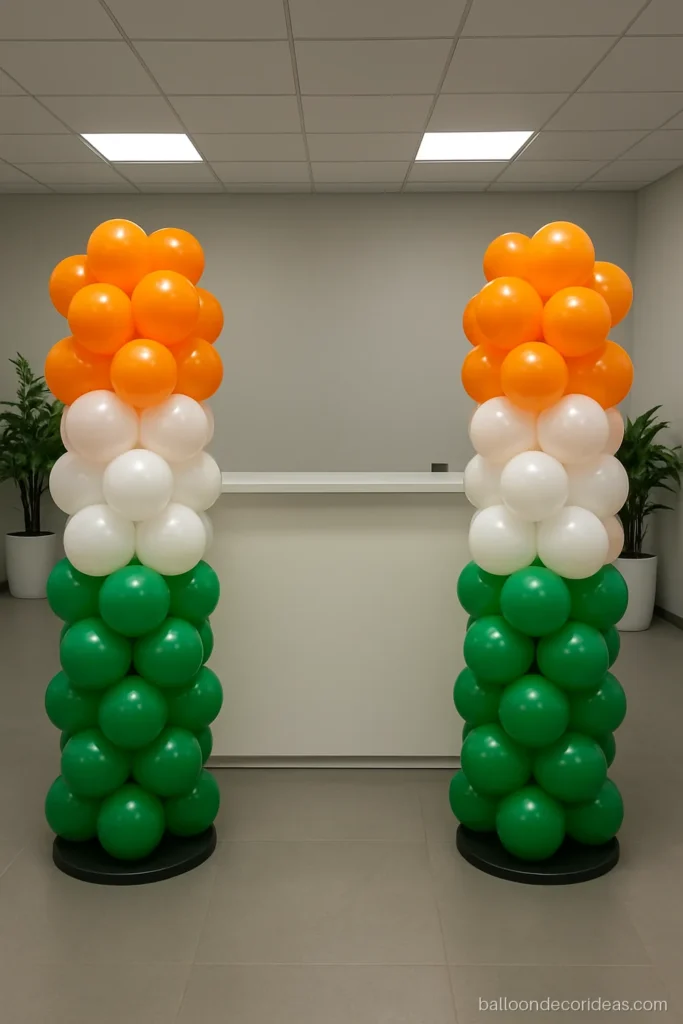 26 january balloon decoration with tricolour columns at an office reception